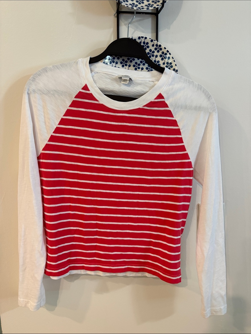 J Crew red and white striped long sleeve t shirt
